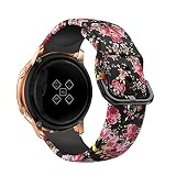 ZWMFAC 20 mm Uhrenarmband für Samsung Galaxy Active 2 3 40 mm 44 mm 41 mm 42 mm Druck-Silikon-Armband Correa Amazfit gts 2 mini Bip (Farbe: rosa Blume, Größe: Galxy Watch 42 mm)