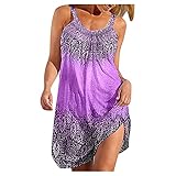 Ainiyo Sommerkleid Damen Kurzarm Sexy V-Ausschnitt Strandkleider Freizeitkleider Boho Retro Schling