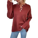 ZDDHOODY Damen Strickpullover V-Ausschnitt Einfarbige Langarmshirt Lockere Pullover Oberteile Tops Pullover Sweater Langarm Winterjacke Sweatshirt Für Herbst und Winter Damen Winterp