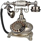Altmodisches Schnurgebundenes festnetztelefon,Retro Telefon im sechziger Jahre Vintage Design Wählscheibe Schnurgebundenes Vintage-Telefon für Zuhause,Hotel,Bar,Cafés Dek(Color:Rotierender Bronzestil)