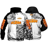 BFWLAICAILE Herren Hoodie Pullover Jacken Jacke K-T_M 3D Full Print Strickjacke Reißverschluss Unisex Casual ​Pullover Klassisches Sporttop Hoodie Sportswear Kapuzenpullover,Schwarz,3XL