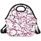 Japanische Kirschblüten Isolierte Lunchtasche Lunchboxen Lunchbag Isoliertasche Mit Reißverschluss Faltbar Wiederverwendbar Picknick-Handtasche Geeignet für Büros und Schulen white Einheitsgröß