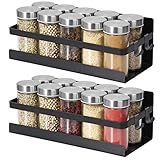 2 Stück Magnetisches Gewürzregal Hängend Kühlschrank Regal Wandregal Magnete Gewürzhalter Matt Schwarz Metall Küchenregal Gewürz Organizer Ohne Bohrung Selbstklebend Duschregal Spice Rack Schranktü