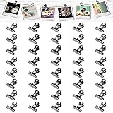 Molain 40 schwarze Bulldoggen-Klammern, 22 mm, Metallscharnier-Clips für Lebensmittelverpackungen, Mini-Bilderklammern, kleine Papierklemmen, Binder-Clips, Foto-Datei-Papier-Clips für Zuhause und Bü