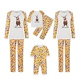 EMATOP Familie Schlafanzug Weihnachts Langarm Pyjama Set Winter Warm Weihnachtspullover Schlafshirt und Pyjamahosen Lässiges Mode Nachtwäsche Hausanzug Bequemes Sleepwear für Herren D
