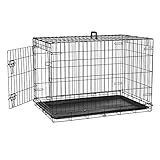 Defacto HundeKäfig 61x43x51cm mit Trennwand 2 Türen faltbar Hundebox Gitterbox Transport Käfig Drahtkäfig S-XXL DF-HB005 (M)