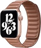 Fengyiyuda Kompatibel mit Apple Watch Armband 38mm 40mm 41mm,stark magnetisch verstellbarem Lederarmband mit flexibel geformten Magneten für die iWatch Serie 7/SE/6/5/4/3/2/1(38/40/41mm Braun)