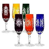 CRISTALICA Sektglas Sektkelch Champagnerglas Sektflöte Schleuderstern 6er Set (180ml)