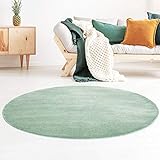 Taracarpet Kurzflor-Designer Uni Teppich extra weich fürs Wohnzimmer, Schlafzimmer, Esszimmer oder Kinderzimmer Gala Mint grün 120x120