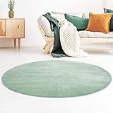 Taracarpet Kurzflor-Designer Uni Teppich extra weich fürs Wohnzimmer, Schlafzimmer, Esszimmer oder Kinderzimmer Gala Mint grün 120x120