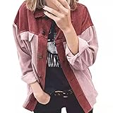 Damen Hemdjacke Urban Style Hemdjacke Übergroß Kariert Retro Herbst Und Winter Freizeitjacke Jacke Rosa+XXL