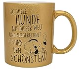 vanVerden Glitzer Tasse mit Spruch - So viele Hunde auf dieser Welt und ausgerechnet ich hab den Schönsten! - beidseitig Bedruckt - Geschenk Idee Kaffeetasse, Tassenfarbe:Glitzer G