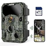 Helidallr Wildkamera 4K 48MP 30FPS H.265 Wildkamera Mit Bewegungsmelder Nachtsicht WiFi Jagdkamera 0.1s Auslöser Wildtierkamera Infrarot Nachtsicht, 120° Weitwinkel,64GB-Speicherkarte, IP66 W