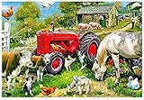 HJHJHJ Puzzle 1000 Stück Karton Puzzle Nutztiere und Traktor Muster Familien Dekorationen, einzigartiges Geburtstags Geschenk geeignet für Jugendliche und Erwachsene 38x26