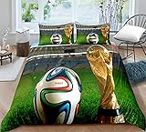 3D-Fußball-Bettwäsche-Set für Kinder und Jungen, Sport-Bettbezug-Set mit Kissenbezügen (Football 04,135 * 200+80 * 80 * 1)