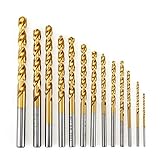 JUSTYUSHU M42 8% hoher Kobalt Industrial Grade Coated Twist HSS. Bohrer-Set 13pcs 1,5-6,5 mm for 304 Edelstahlbohrungen Zentrierbohrer-S