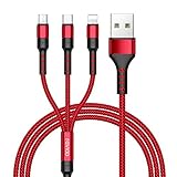 Multi USB Kabel, RAVIAD 3 in 1 Universal ladekabel Nylon Mehrfach Ladekabel Micro USB Typ C für Android Galaxy S10 S9 S8 A5 J5, Huawei P30 P20, Honor, Oneplus, Sony, LG, Kindle, Echo Dot 1.2M