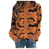 Xmiral Damen Langarm Rundhals Sweatshirts Netter Cartoon Gedruckt Pullover für Herbst Winter(c-Gelb,XXL)