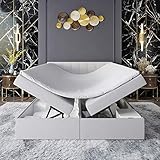 INNOCENT® - S4 | Boxspringbett mit Bettkasten 200x200 in Weiss Kunstleder | 7-Zonen & 3D-Air 6cm | Bonell-Federkernmatratze | H2 Härtegrad | Boxbett für Hotels | HB01