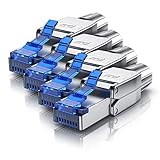 CSL - 4X Netzwerkstecker feldkonfektionierbar RJ45 CAT 6 CAT 7 CAT 8 - geschirmt 40 GBit/s 2000 MHz Ethernet werkzeuglos LAN Kabel - Crimpstecker Steckverbinder für Netzwerkkabel Verlegekab