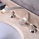 HAOJON Moderne Bad-Badewannen-Armaturen DREI-Loch-Dreiteiliger Waschtisch-Wasserhahn Alle Messing-gebürsteten Badezimmer-Waschbecken Heiß- / Kaltwasserhähne Heiß- und Kaltwasser-Waschbecken-W