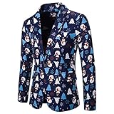 IILOOK Weihnachten Blazer Herren Winterjacke Floral Anzug Mantel Revers Slim Fit Stilvolle Blazer Kleid Junge Männer Anzugjacke Nachtklub Hochzeit Partei Party Smoking Karneval Kostü