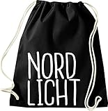 Shirtinstyle Turnbeutel, Nord Licht Heimat Hafen, Gym Sack Tasche Beutel, Farbe Schw