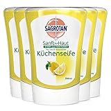 Sagrotan No-Touch Nachfüller Küchenseife Citrus – Für den automatischen Seifenspender – 5 x 250 ml Handseife im praktischen Vorteilspack