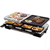 Syntrox Germany Multifunktionelles Raclette Brugg mit Grill und Heißer Stein für 8