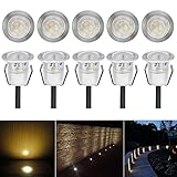 10er Set Terrassen Einbaustrahler LED Bodeneinbaustrahler Ø30mm 0.6W Aussen DC12V Warmes Weiß IP67 Wasserdicht LED Einbauleuchten Deckenstrahler für Küche Garten Treppen Bad Balk