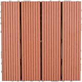 Ineinandergreifender Bodenbelag Gartenterrasse 10pcs Holz-Kunststoff-Bodenfliesen, ineinandergreifende Deckfliesen wasserdicht für Terrasse Veranda Hinterhof 4-Lamellen gerades Muster (Farbe: