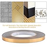Weikeya PVC-Aufkleber, PVC wasserdichte Folie selbstklebend wasserdicht leicht zu entfernen Exquisite Selbstklebende Dichtungsstreifen Anti-Feuchtigkeit für Wohnzimmer(1 cm x 50 m (golden))