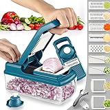 TUAKIMCE Gemüseschneider, Obstschneider, Gemüsehobel, Mandoline Multischneider Gemüse-hobel, Zwiebel-schneider, Schneiden und Reiben von Gemüse (12 Teile)
