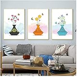 NIEMENGZHEN Druck auf Leinwand Blumen Leinwand Wandmalerei Vase Blume Poster Aquarell Home Decoration Moderne Kunst Bilder Küche Decor Art-50x75cm Kein R