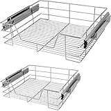 2x Deuba Küchenschublade 30 40 50 60cm Verchromt 20kg Belastbar Korbauszug Haushalt Teleskopschublade Schrankauszug 60