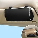 ontto Brillenhalter für Auto Sonnenblende Universal PU Leder Auto Sonnenbrille Brillenetui Brillenbox Aufbewahrungsbox Organizer mit Magnetischem Funktion Interieur Zubehör für Auto SUV RV LKW-Schw