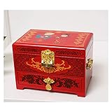 FEIYIYANG Schmuckkasten Antiker Schmuck- Box Oriental Holz Schmuckschatulle Kasten- Speicher mit rotem Lack Spiegel von Hand bemalt Geschenk for Familie Freunde Schmuckschatullen (Color : D)