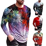 Tie Dye Herren Langarmshirt Mode Bedrucktes Pullover O-Neck Sweatshirt Männer Tops Streetwear Langarm T-Shirt Hemd Casual Oberteile Tunika Longsleeve Pullover Herren Langarm Sport Sweatshirt Jung