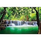 GREAT ART® Fototapete – Wasserfall Feng Shui – Wandbild Dekoration Natur Dschungel Landschaft Paradies Urlaub Thailand Asien Wellness Spa Relax Foto-Tapete Wandtapete Fotoposter (210 x 140 cm)