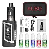 E Zigarette Shisha Starter Set und 5x10ml E liquid 80W Mod Kit mit 0,5 Ohm/ 3,0ml Verdampfer 2000mah Akku Starterset Dampfer Vape, Regelbare Watt LED Bildschirm 0,0mg Nikotin LZ80W – Schw