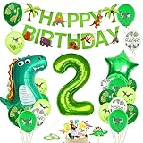 Dinosaurier 2 Geburtstag Dekoration,Luftballon 2. Geburtstagdeko Grün, Dino 2 Deko Kindergeburtstag, Geburtstag 2 Jahr Junge, Dinosaurier Kindergeburtstag 2, Folienballon Zahl 2, Ballon 2 Dek