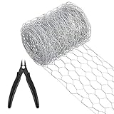 Jalan Hühnerdrahtnetz feuerverzinkt, Sechseckige Drahtgitter-Zaunrolle 5m*0.1m mit Mini-Drahtschneidezange für Garten, Heimwerker- und Heimdekore, DIY Blumentopf S