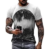 T-Shirt Herren Kurzarm Rundhals Drucken Tops Herren Sommer Regular Fit Lässig Shirt Herren Work Sport All-Match T-Shirt Herren Moderner Urban Style Shirt H