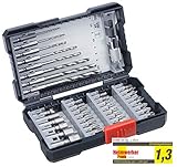 kwb 108910 L 39-teilige Bohrer-Box m. Sechkant-Schaft, 8 x HSS Metallbohrer und Bits PH, PZ u. TX im Set inkl. Senker, Bithalter u. Steckschlüsselb