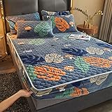 YUDEYU Tagesdecke Gesteppt Spannbettlaken weich Kristallsamtstoff Matratzenschoner Topper Spannbetttücher Bettlaken (Farbe : C01, Größe : 135x200cm/High 4-25cm)