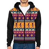 VimcustomPr Farbenfrohes Aztekenmuster für Herren, lässig, durchgehender Reißverschluss, Sweatshirt, Pullover mit Tasche Gr. M, Schw