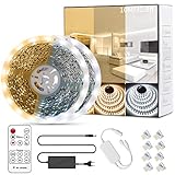 LED Strip Dimmbar,1200 LEDs Lichtband Led strip 10m Warmweiß 3000K & Kaltweiß 6000K dimmbaren Led streifen warmweiß, 2835 SMD Led Band mit RF Fernbedienung Für Küche,Unter Schrank,Party,W