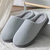 QPPQ Hausschuhe aus Baumwolle,Warme Hausschuhe im Winter, rutschfeste Baumwollpantoffeln für Damen und Herren im Herbst und Winter-grau_44/45,Hausschuhe Damen Herren Winter Memory F