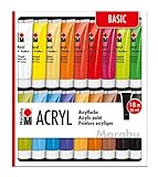 Marabu 1210000000201 - Acrylfarben Set Basic, mit 18 x 36 ml Farbe, auf Wasserbasis, für viele Untergründe geeignet, schnell trocknend, w