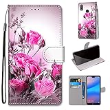 Miagon Flip PU Leder Schutzhülle für Huawei P20 Lite,Bunt Muster Hülle Brieftasche Case Cover Ständer mit Kartenfächer Trageschlaufe,Wild R